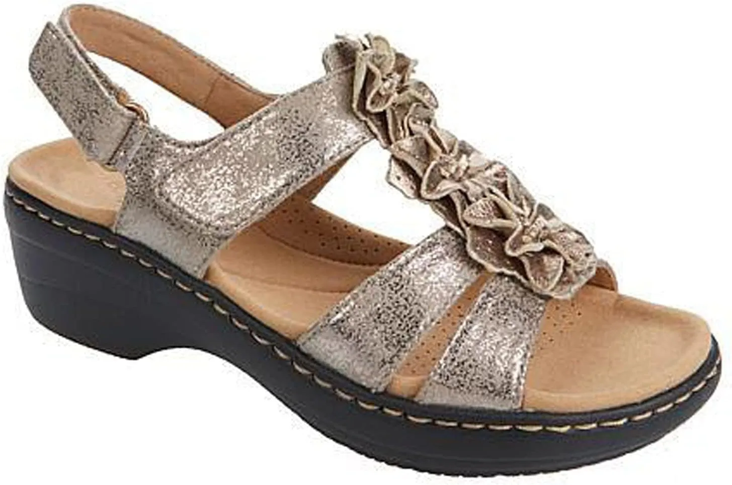 oiangi Flower Strap Sandals for Women,Summer Solid Color Hollow Out Fish Mouth Wedge Sandals Comfy Casual Platform Shoes