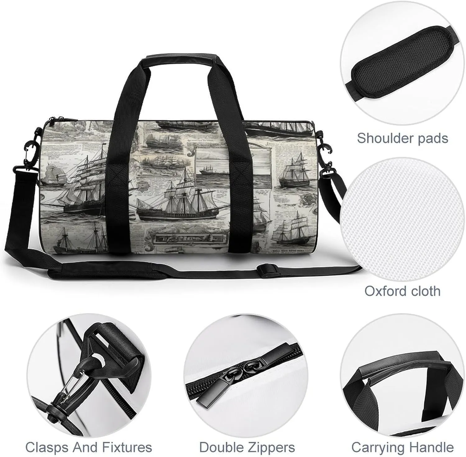 Old Newspaper Art Duffel Bag for Men Women Gym Bag Sports Small Overnight Bag for Travel Weekender, 17.7in/9in/9in, XB0606009