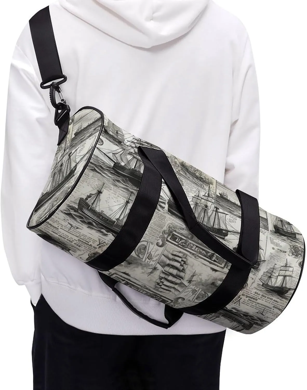 Old Newspaper Art Duffel Bag for Men Women Gym Bag Sports Small Overnight Bag for Travel Weekender, 17.7in/9in/9in, XB0606009