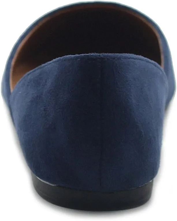 Ollio Women's Shoes Faux Suede Slip On Comfort Light Pointed Toe Ballet Flat