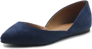 Ollio Women's Shoes Faux Suede Slip On Comfort Light Pointed Toe Ballet Flat