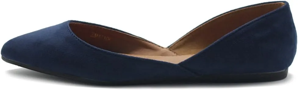 Ollio Women's Shoes Faux Suede Slip On Comfort Light Pointed Toe Ballet Flat