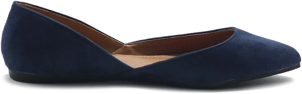 Ollio Women's Shoes Faux Suede Slip On Comfort Light Pointed Toe Ballet Flat
