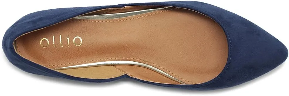Ollio Women's Shoes Faux Suede Slip On Comfort Light Pointed Toe Ballet Flat