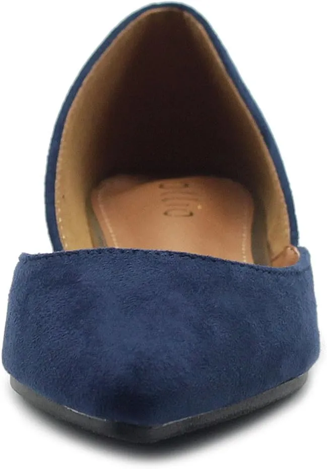 Ollio Women's Shoes Faux Suede Slip On Comfort Light Pointed Toe Ballet Flat