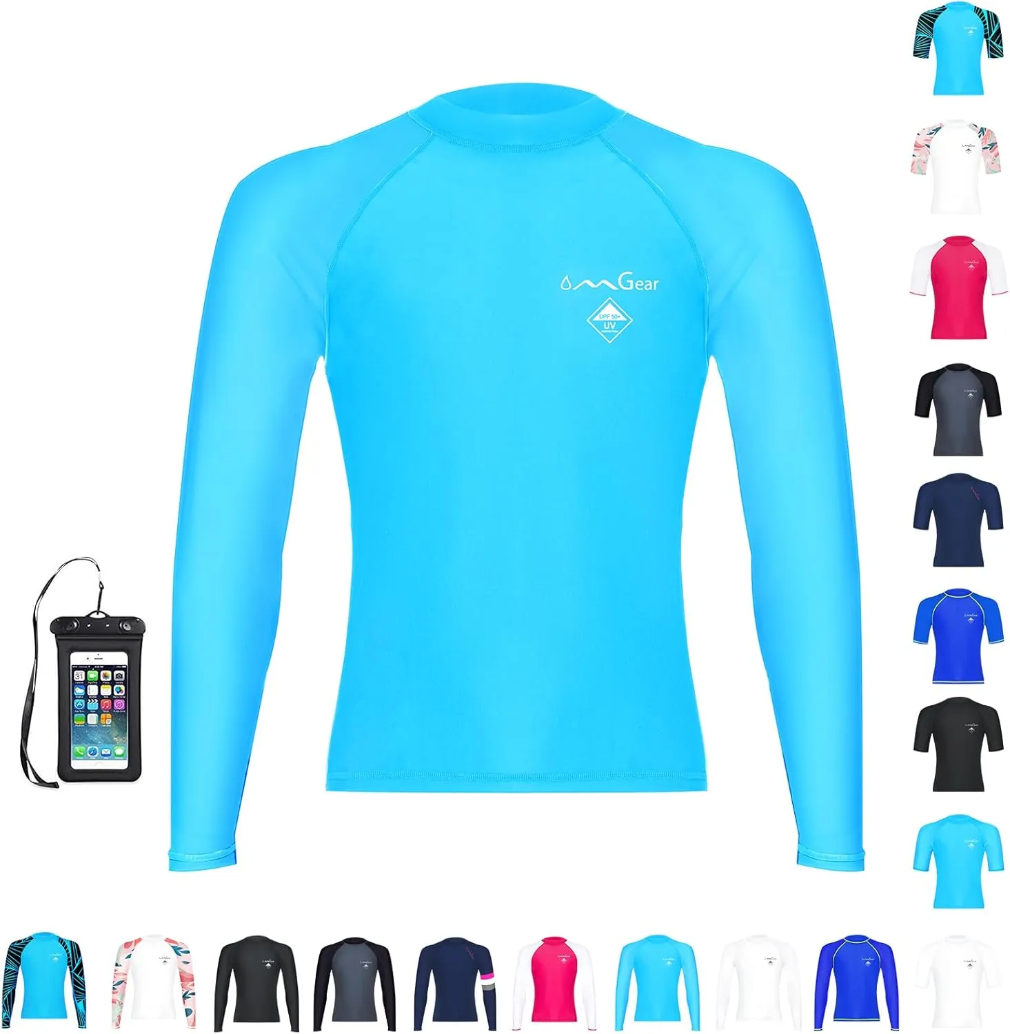 OMGear Rash Guard for Men Women Spandex Multi-Colors Long/Short Sleeve Swimsuit UPF 50  BJJ MMA Compression Shirt Surf Suit
