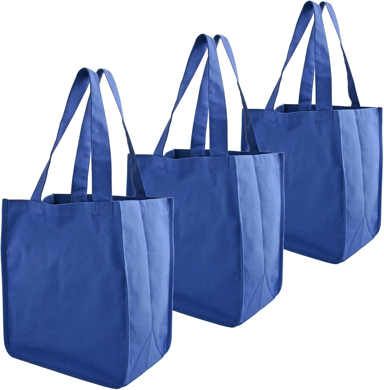 Organic Cotton Deluxe Reusable Grocery Shopping Bag; Bottle Sleeves, Rigid Bottom Support (UPDATED DESIGN)