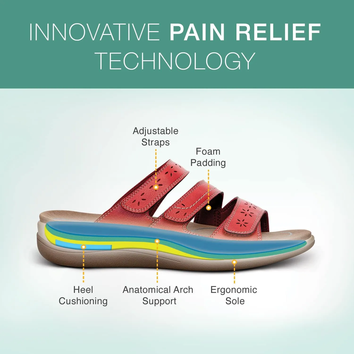 Orthofeet Women's Orthopedic Stretchable Slide Sahara Sandals