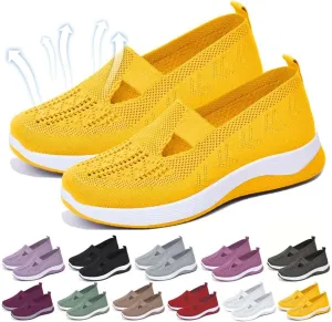 Orthopedic Shoes for Women Lightweight Wide Width Arch Support Woven Mesh Breathable Comfortable Soft Soled Nurse Shoes Slip On Diabetic Sneakers