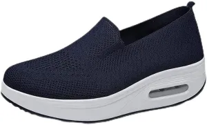 Orthopedic Walking Shoes for Women, Slip-On Light Air Cushion Mesh Up Stretch Platform Orthopedic Sneakers for Arch Support