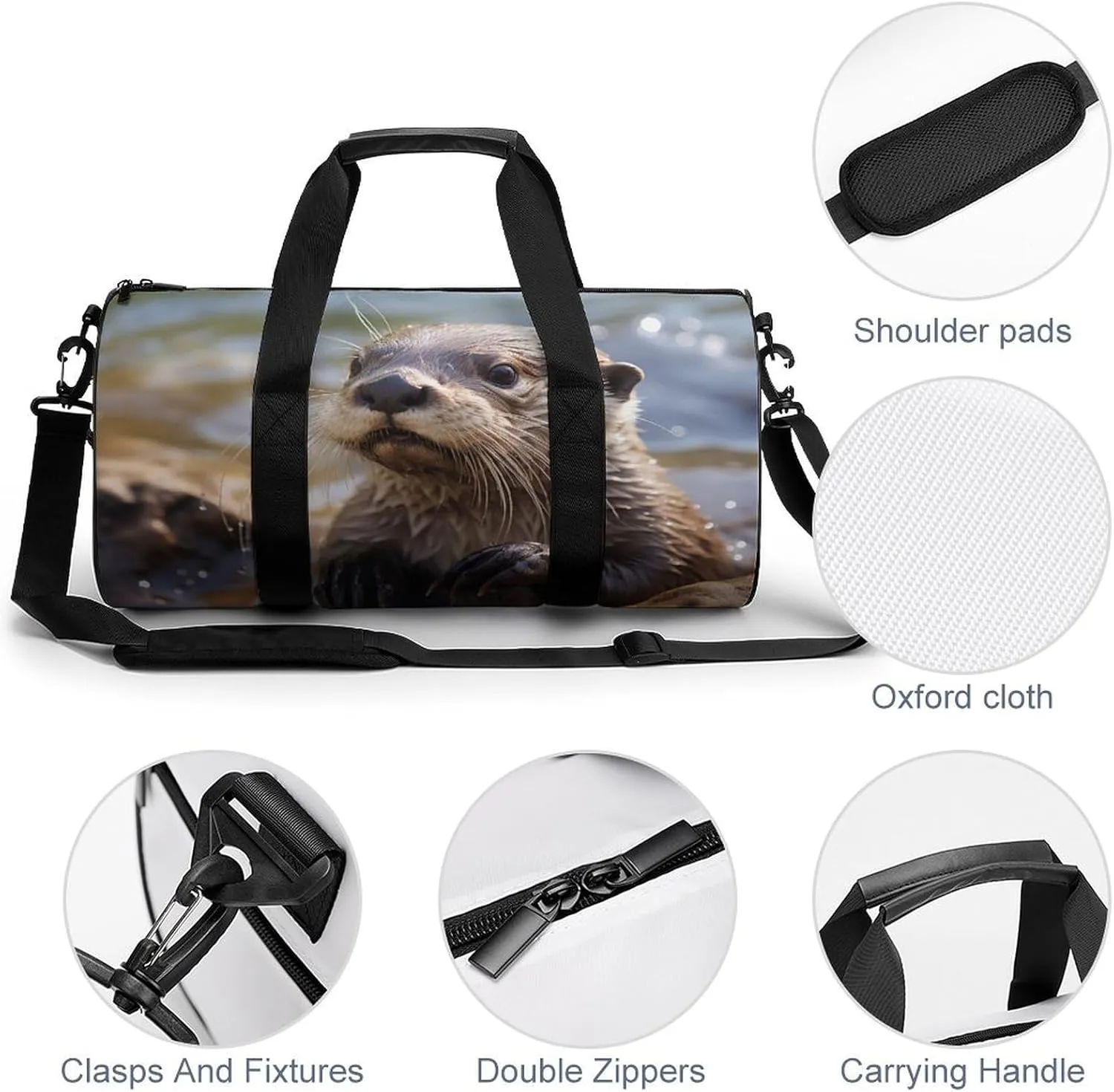 Otter Playing In The Water Duffel Bag for Men Women Gym Bag Sports Small Overnight Bag for Travel Weekender