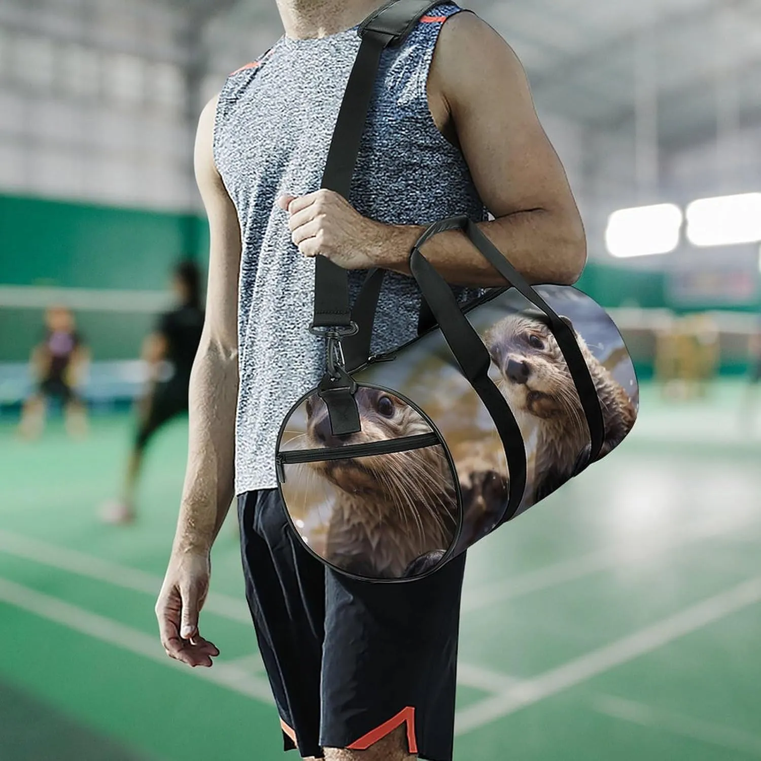 Otter Playing In The Water Duffel Bag for Men Women Gym Bag Sports Small Overnight Bag for Travel Weekender