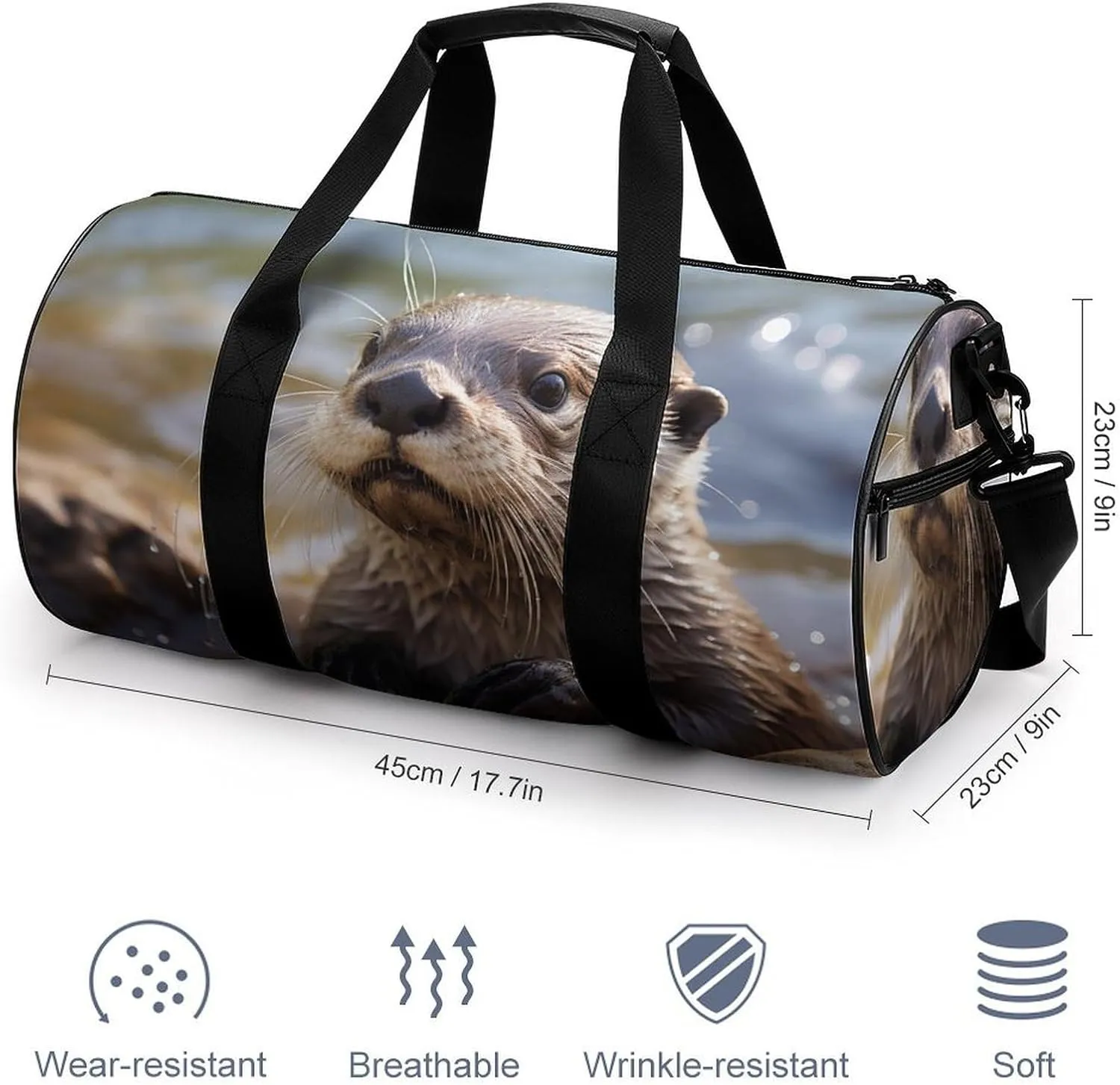 Otter Playing In The Water Duffel Bag for Men Women Gym Bag Sports Small Overnight Bag for Travel Weekender