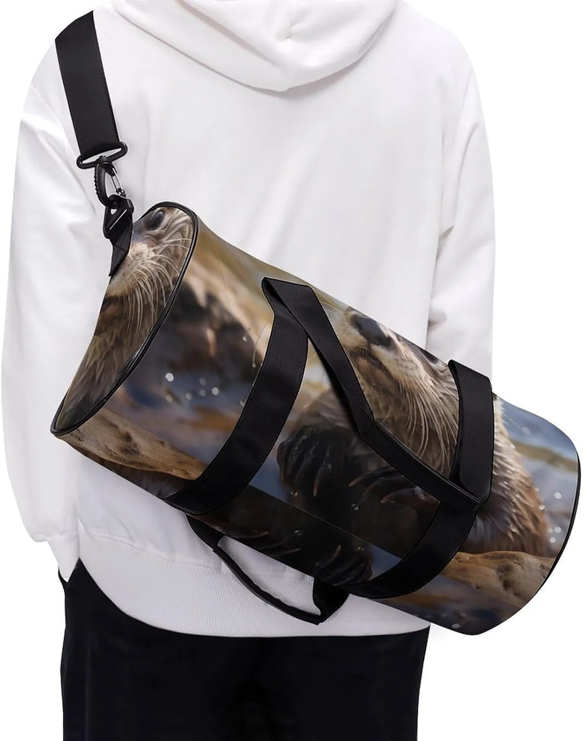 Otter Playing In The Water Duffel Bag for Men Women Gym Bag Sports Small Overnight Bag for Travel Weekender