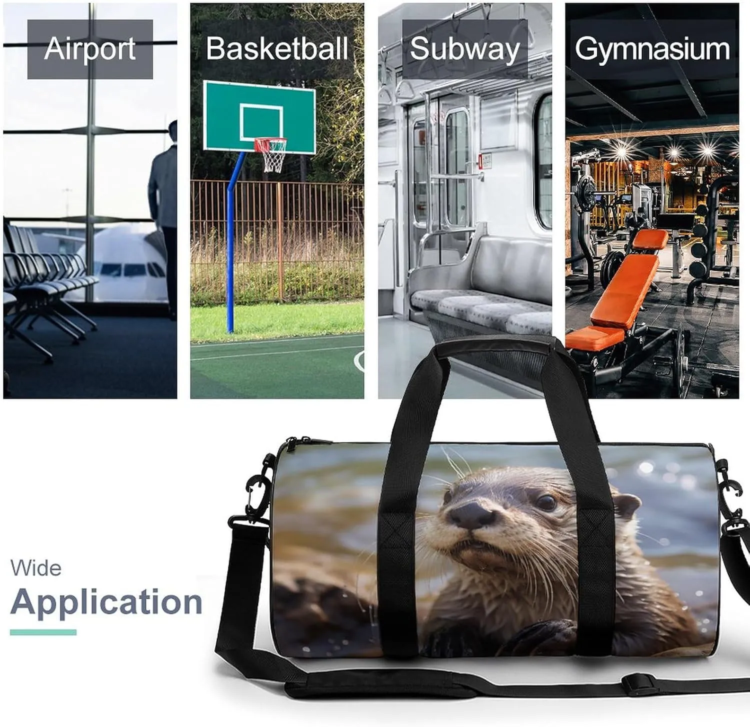 Otter Playing In The Water Duffel Bag for Men Women Gym Bag Sports Small Overnight Bag for Travel Weekender