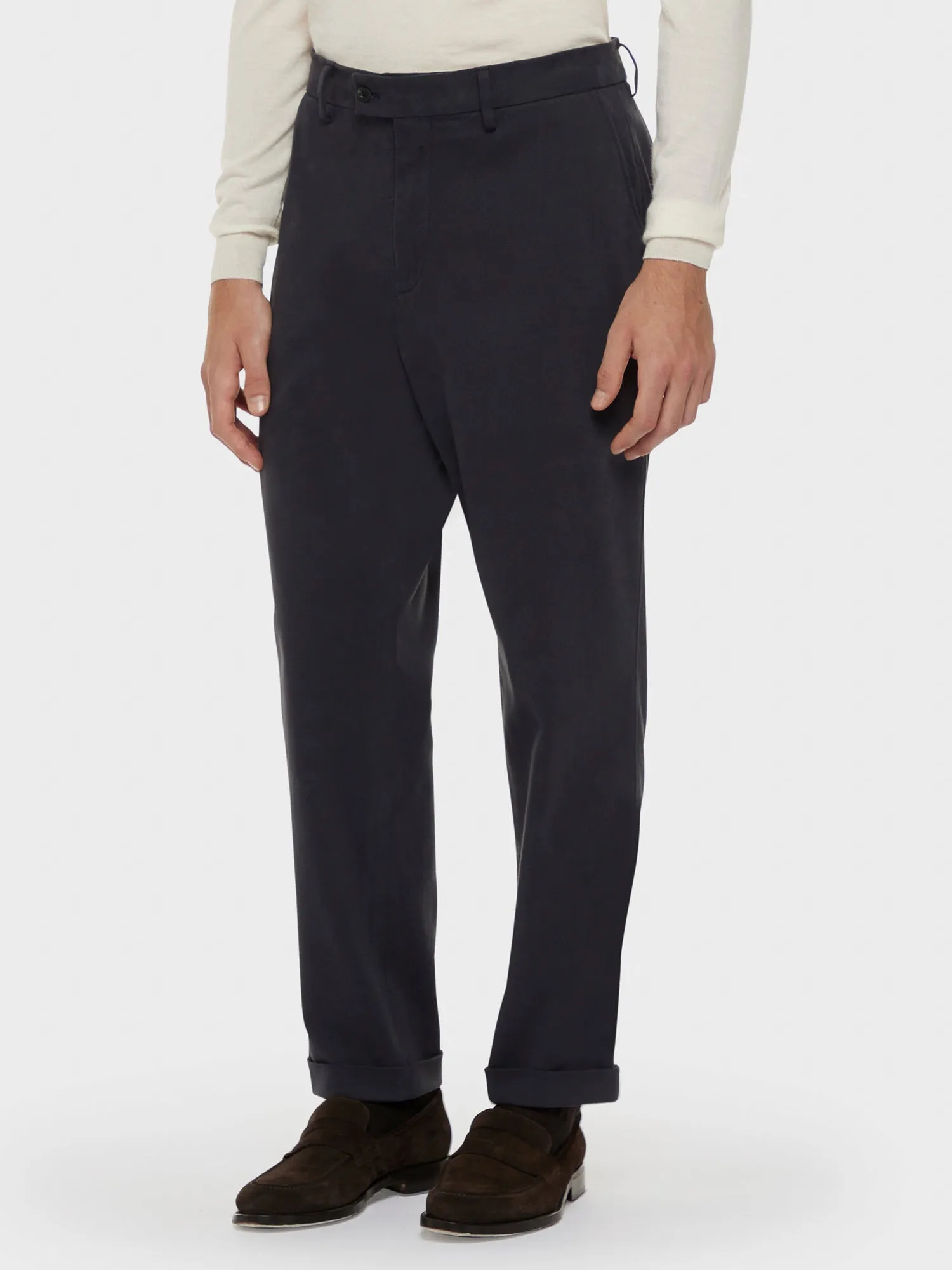 Pantalone in cotone stretch blu