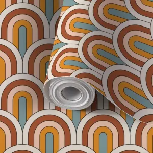 Peel and Stick Wallpaper Self Adhesive Wall Mural Mid Century Minimal Pattern Abstract rainbow stripes Retro wave 80s Contact Paper Renter Friendly Wallpaper for Kitchen Nursery Bedroom 17.7"x118"