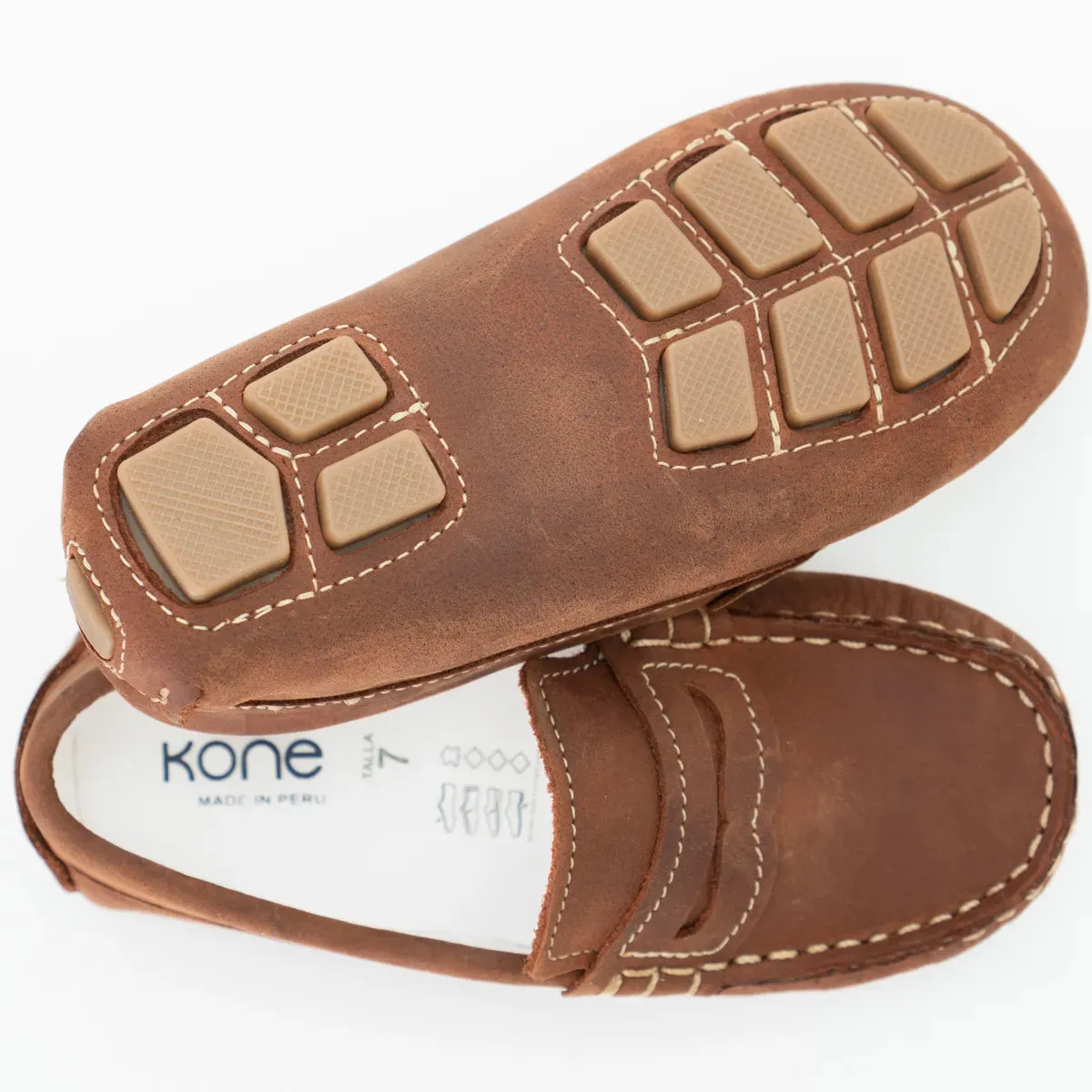 Penny Loafer in Distressed Copper Leather - Big Kid Shoes