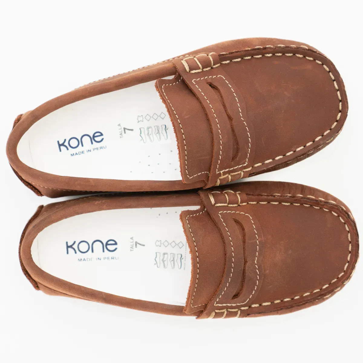 Penny Loafer in Distressed Copper Leather - Big Kid Shoes