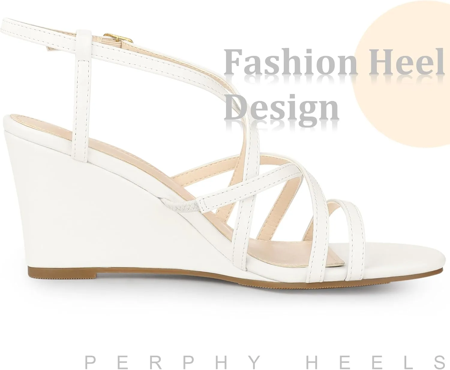 Perphy Open Toe Low Wedges Strappy Ankle Strap Wedge Sandals for Women