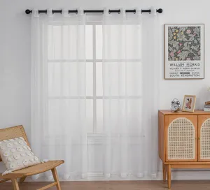 PI Beige Sheer Curtains 84 Inches Length with Grommet,Voile Light Filtering Window Draperies for Living Room/Bedroom 2 Panels (W52 X L84, Beige)