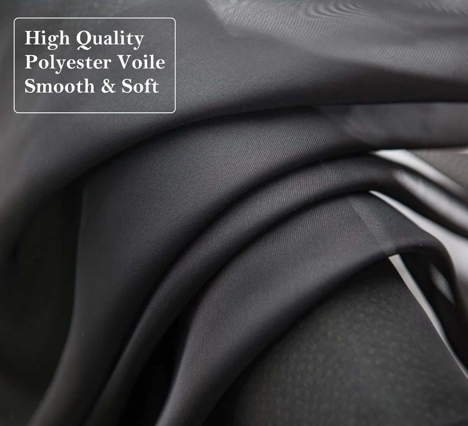 PI Black Sheer Curtains 84 Inches Long with Grommet,Hazy Voile Textured,Modern Window Treatment for Living Room/Bedroom 2 Panels (W52 X L84, Black)