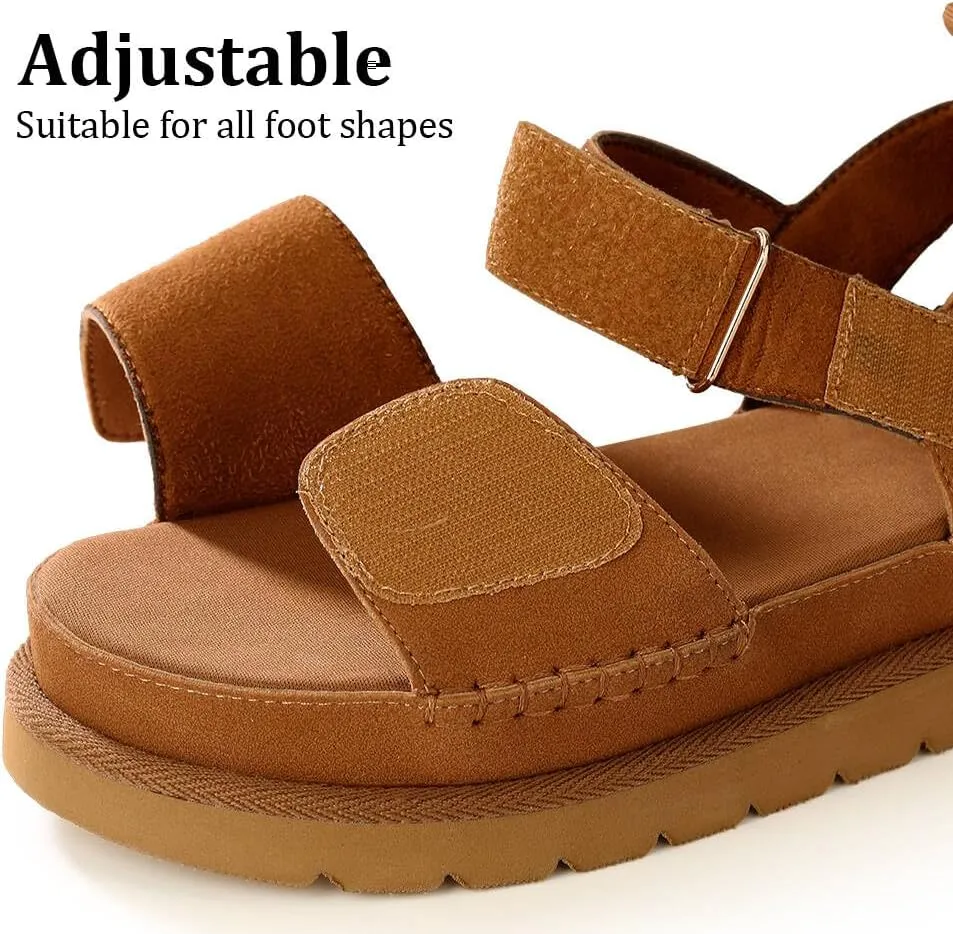 Platform Sandals Women Summer Comfortable Non-Slip Adjustable Double Strap Sandals