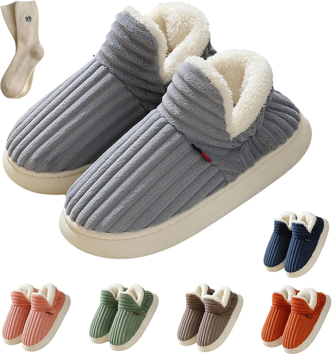 Pluffi Slipper Booties Men, Warm Fluffy Slippers for women House, Thick Sole Anti-Skid Cozy & Stylish Cloud Slides