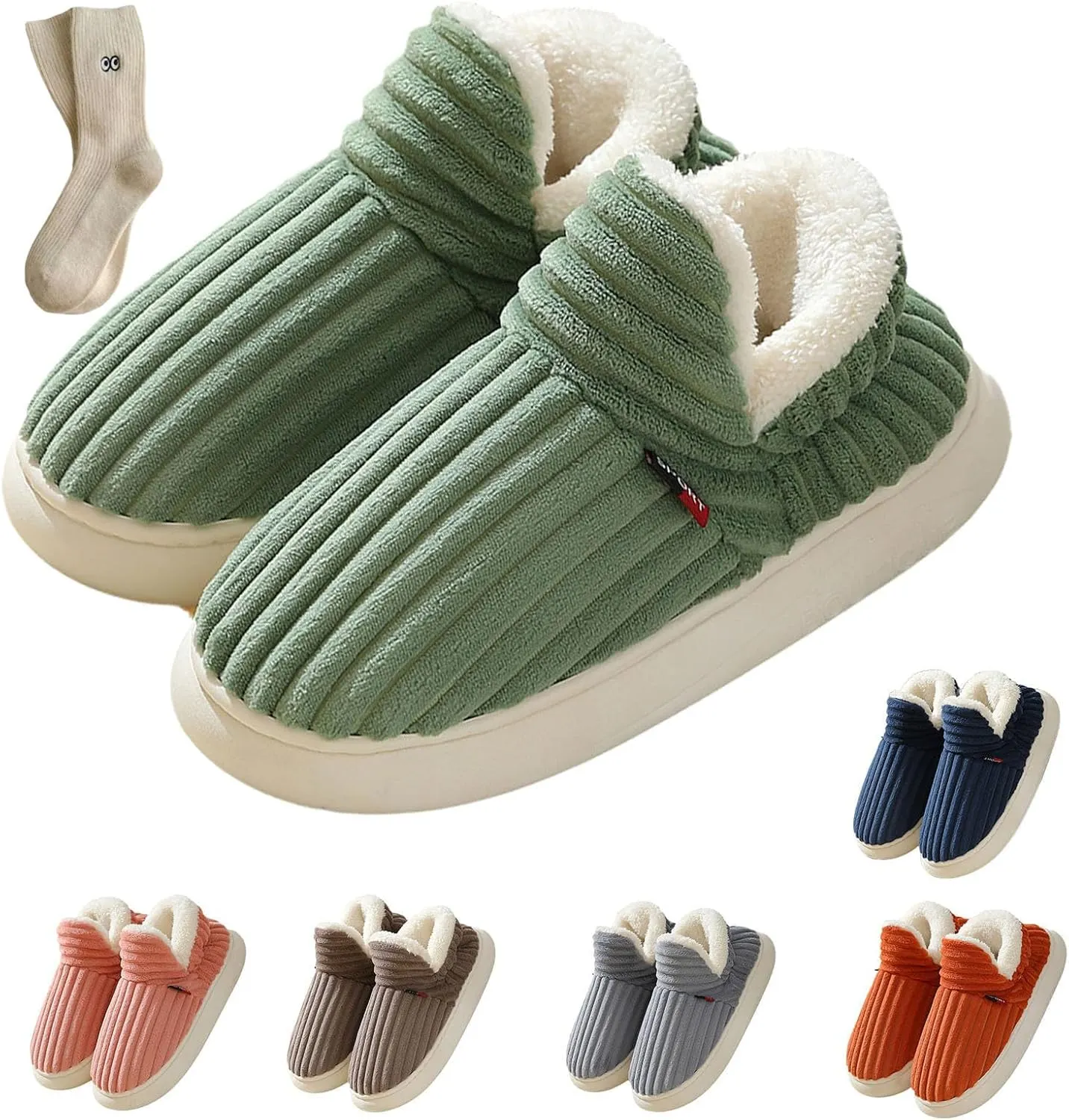 Pluffi Slipper Booties Men, Warm Fluffy Slippers for women House, Thick Sole Anti-Skid Cozy & Stylish Cloud Slides