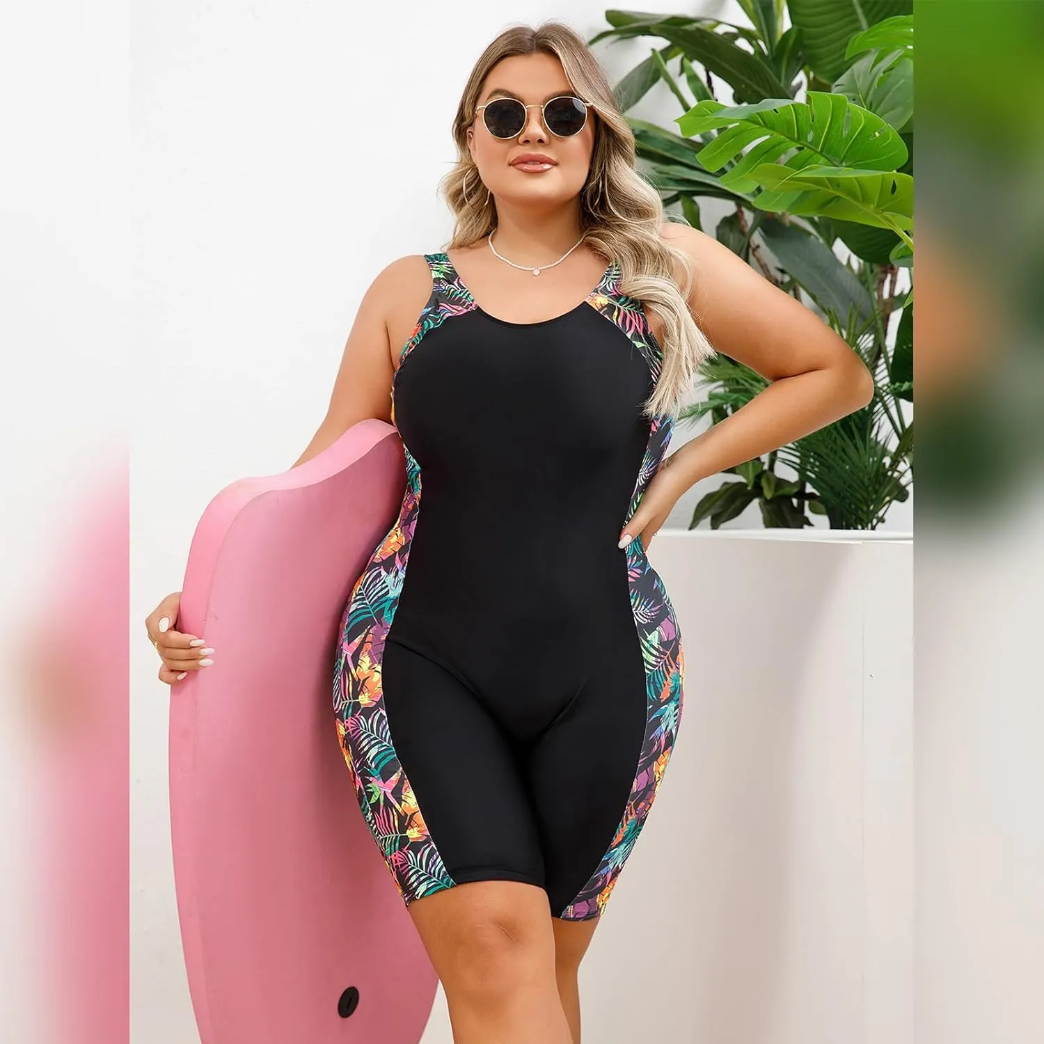 Plus Size Rash Guard for Women Zip Up High Stretchy Long Sleeve One Piece Sun Protection Swimsuits Bathing Suit