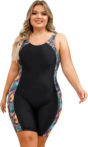 Plus Size Rash Guard for Women Zip Up High Stretchy Long Sleeve One Piece Sun Protection Swimsuits Bathing Suit