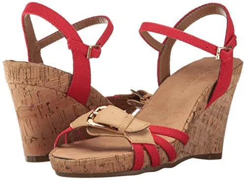 Plush Around Wedge Sandal Red Fabric 105 M Us