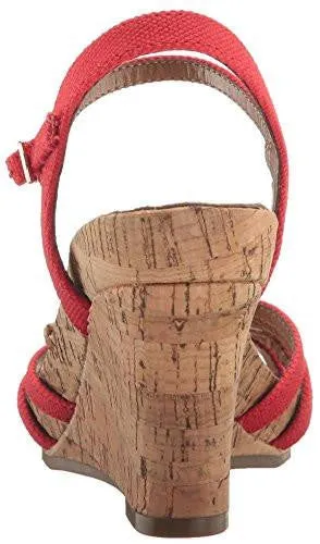 Plush Around Wedge Sandal Red Fabric 105 M Us