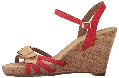 Plush Around Wedge Sandal Red Fabric 105 M Us