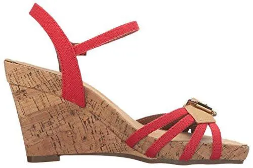Plush Around Wedge Sandal Red Fabric 105 M Us