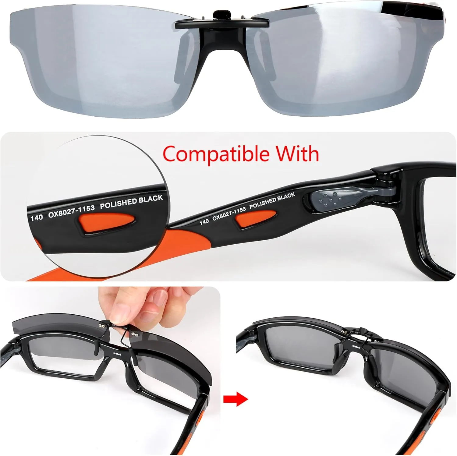 Polarized CLIP-ON Sunglasses for Oakley Crosslink OX8027 53x17