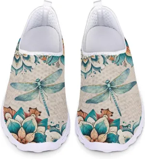 POLERO Sunflower Slip On Shoes for Women Butterfly Walking Shoes Lightweight Water Shoes Casual Sports Mesh Shoes