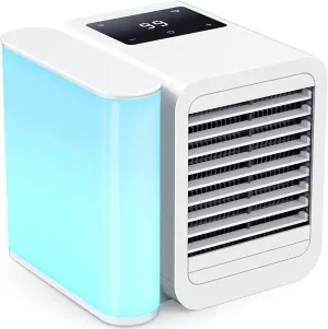 Portable Air Conditioner Cooling Fan: Evaporative Mini Air Cooler with 𝟳 𝗖𝗼𝗹𝗼𝗿𝘀 - USB Personal Air Cooler Desktop Ac Unit for Room Office Home (So White)