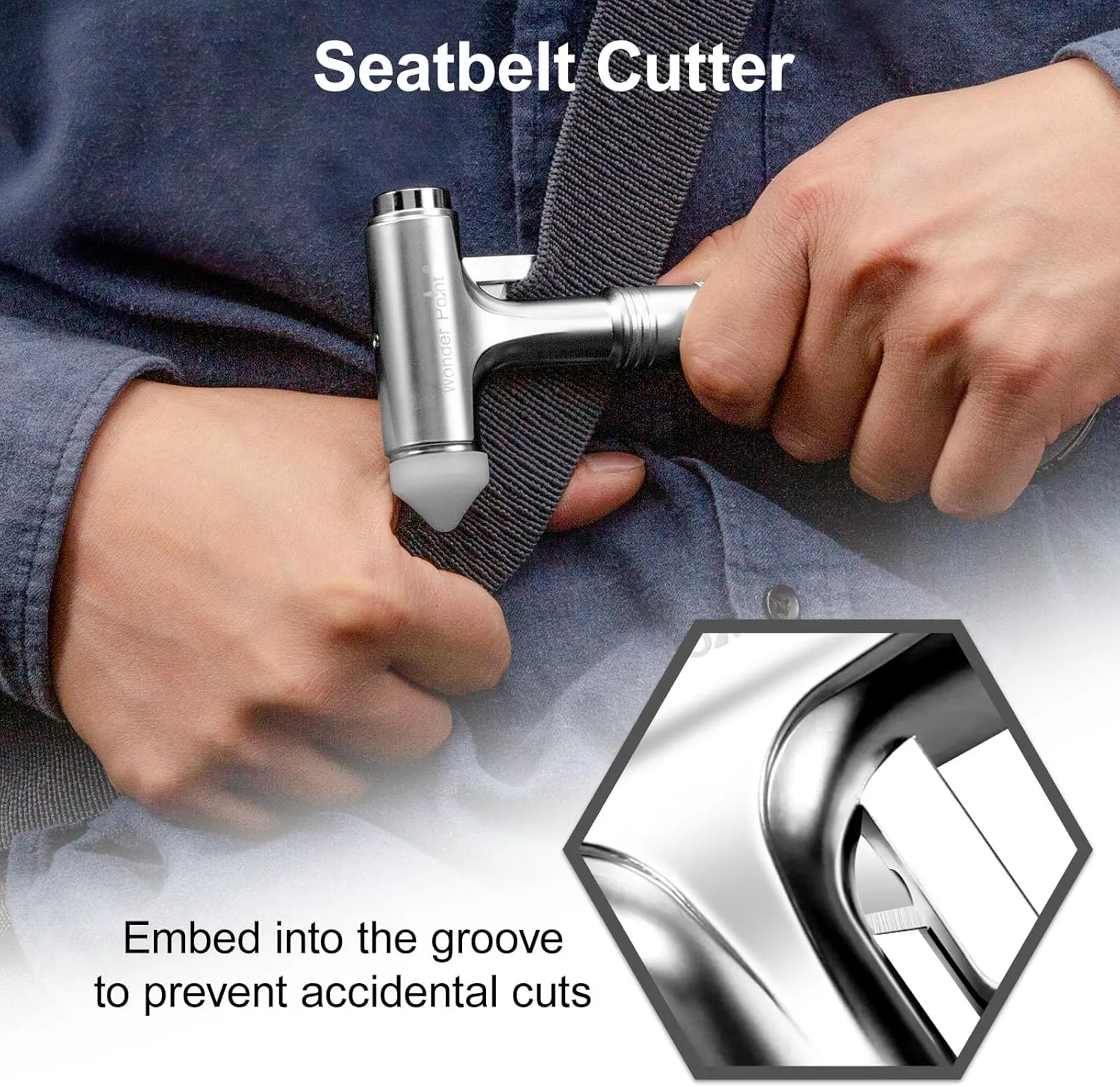 Premium Car Glass Breaker with Seat Belt Cutter - Automotive Safety Hammer - Emergecy Escape Tool, Car Autoaccessory Metal Window Hammer, Vehicle Hard Aluminium Alloy Head Design(Silver)
