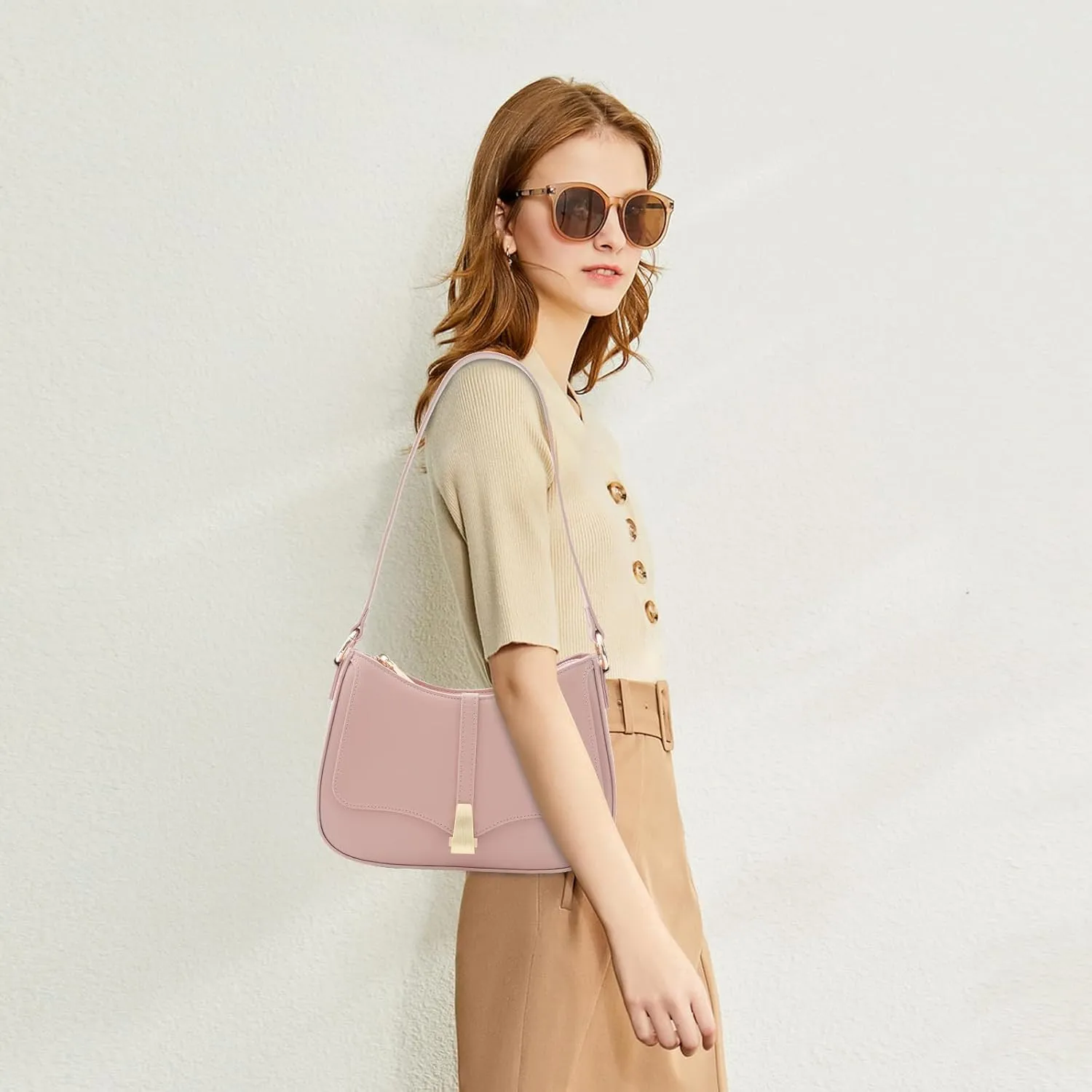 Prettyzys Crescent Shoulder Bag for Women, Vintage Retro Vegan Leather Clutch Tote Handbags Crossbody Bags Handbag for Women