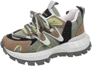 PU Leather Y2K Chunky Sneakers Soft Non Slip Sole for Spring Autumn Outdoor Sports and Daily Wear with Slimming Waist Design for Stylish Comfort
