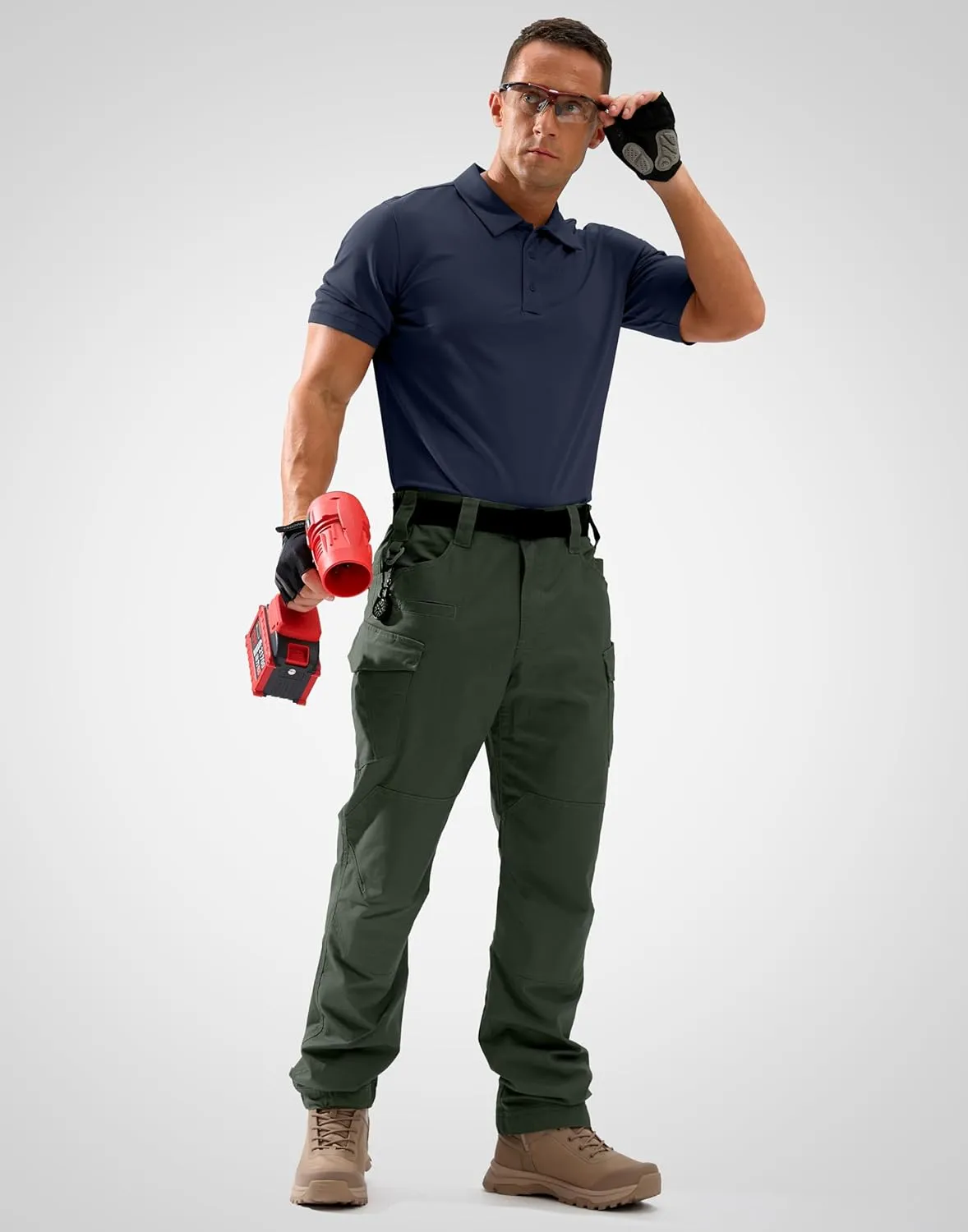 Pudolla Mens Tactical Shirts Short Sleeve Golf Work Polos Moisture Wicking Dry Fit Collared Shirt Lightweight Polo Shirt