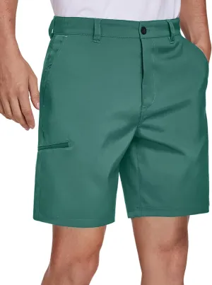 PULI Mens Golf Hybrid Shorts 7 Inch Dress Stretch Hiking Flat Front Quick Dry Lightweight Board Casual Shorts with Pockets