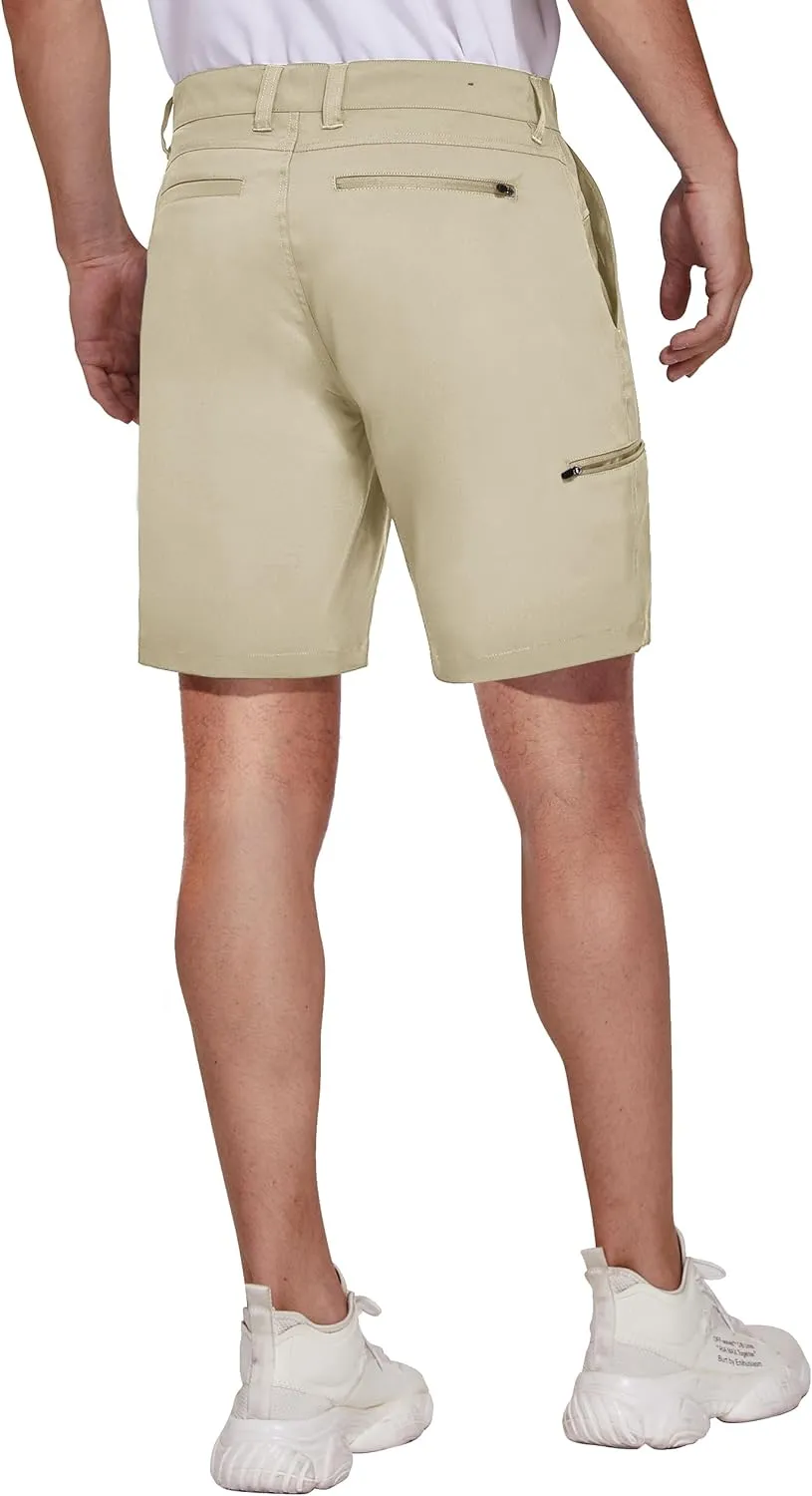 PULI Mens Golf Hybrid Shorts 7 Inch Dress Stretch Hiking Flat Front Quick Dry Lightweight Board Casual Shorts with Pockets