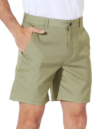 PULI Mens Golf Hybrid Shorts 7 Inch Dress Stretch Hiking Flat Front Quick Dry Lightweight Board Casual Shorts with Pockets