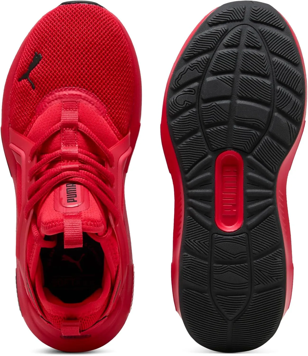 PUMA Softride Enzo Sneaker, Black-Red Fire, 6 US Unisex Big Kid
