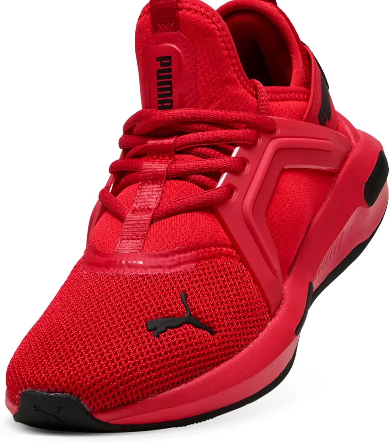 PUMA Softride Enzo Sneaker, Black-Red Fire, 6 US Unisex Big Kid