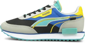 PUMA unisex child Future Rider Sneaker, Puma Black-gray Violet-future Blue, 5.5 Big Kid US