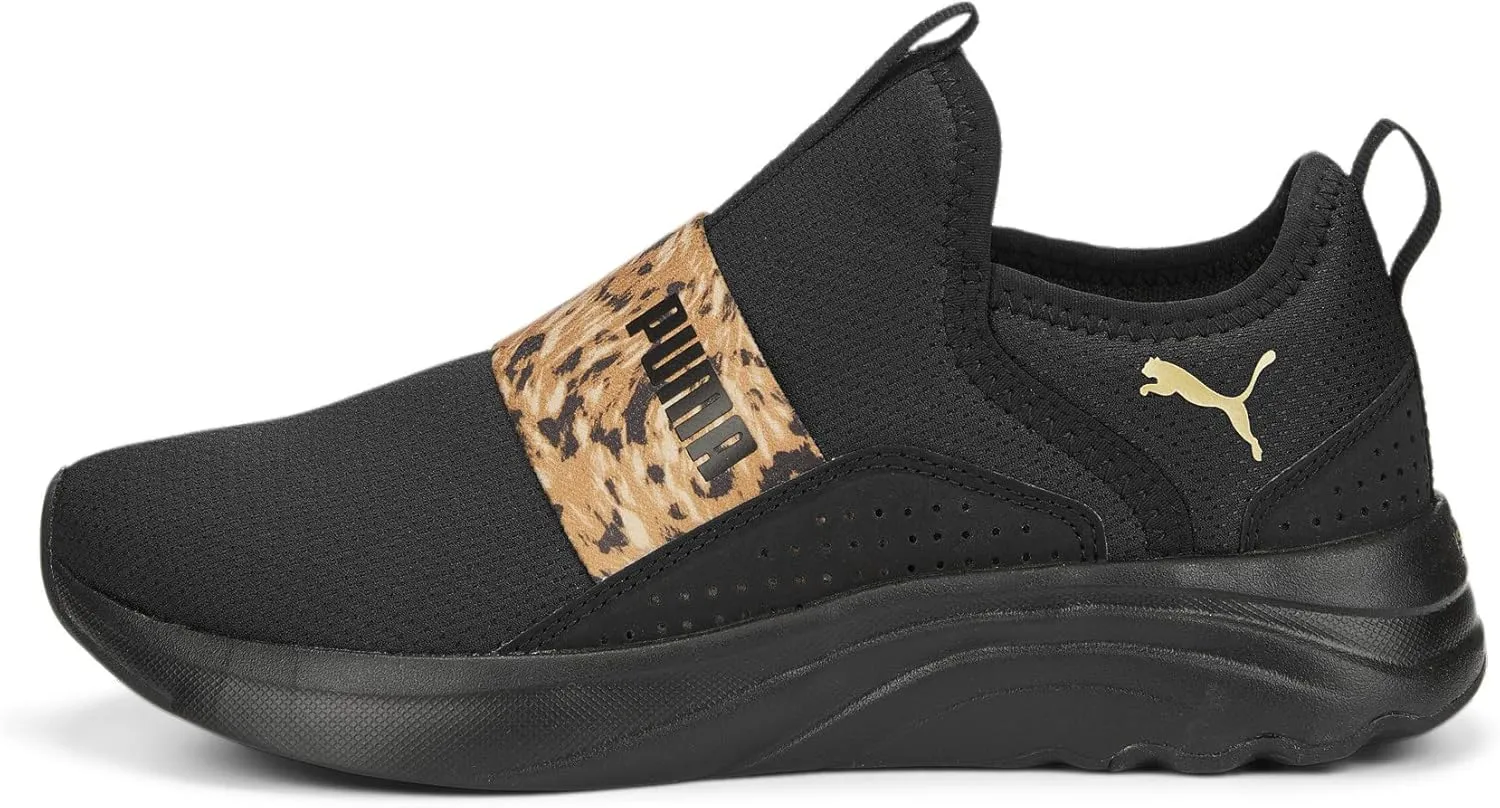 PUMA Women's SOFTRIDE Sophia Slip On Sneaker, Black Team Gold, 7.5 M