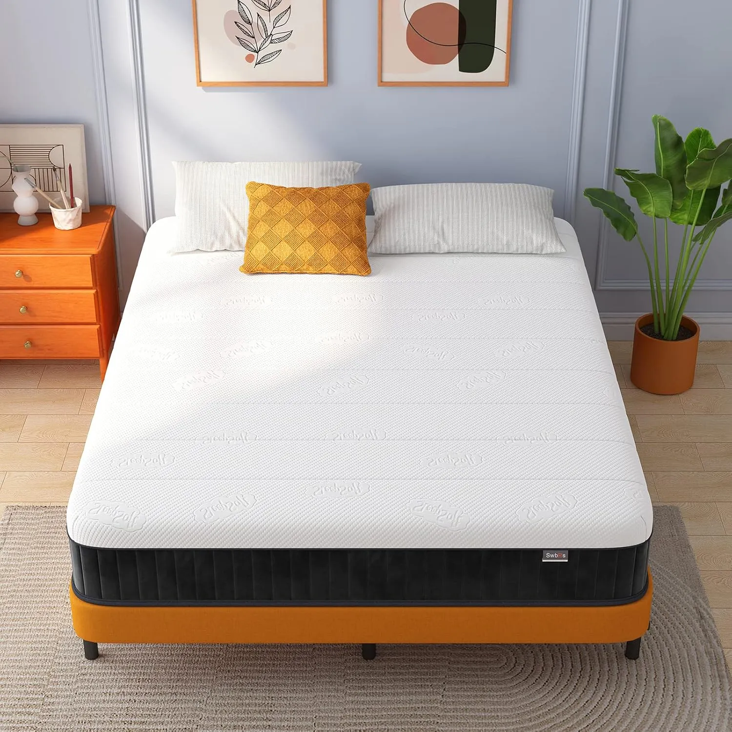 Queen Mattress 12 Inch, Hybrid Mattress Queen Size, Bed Matress in a Box, Pressure Relief & Fiberglass Free